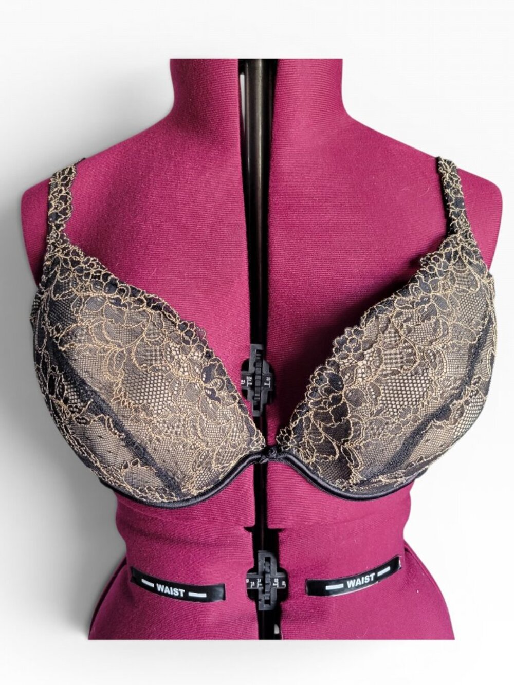 Cacique Lace Full Coverage Bra Black Nude Floral (Size 42DD)